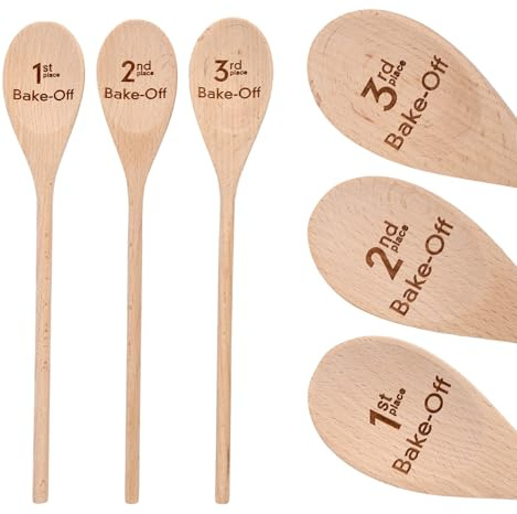 3pcs Wooden Spoon Awards, 30cm/12in Bake-Off Trophy Cooking Competition Gifts Funny Trophy Prizes Cook-Off Decorations for Food Baking Contest Party Supplies