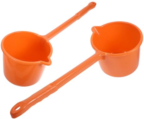 NUOBESTY 2pcs Long Handle Plastic Bath Water Scoop Japanese Style Shampoo Rinse Cup for Shower and Garden Use Water Scoop Cup for Bathroom
