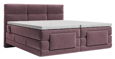 Vente-unique - Boxspringbett 2 Lodi - Polyester - Bordeaux