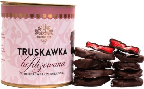 SCHRONISKO BUKOWINA Ganze gefriergetrocknete Erdbeeren, Zartbitter, 100 g | Fruchtig-knackig und feinherb – süßer Snack zu Kaffee oder Tee, ideal zum Teilen oder als kleine Geschenkidee