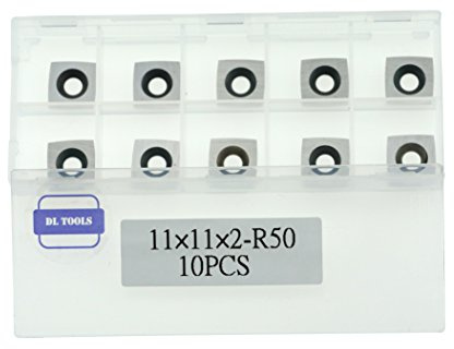 DLtools 11mm Tungsten Carbide Cutter Insert Set-2 Side Radius Square Carbide Insert Replacement Cutters (11X11X2.0)4-Edge for Woodworking Lathe Turning Tools,pack of 10