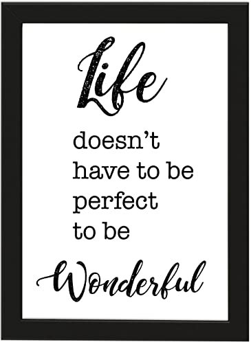 Poster DIN A4 LIFE DOESN'T HAVE TO BE PERFECT TO BE WONDERFUL, gerahmt mit schwarzem Bilderrahmen, Geschenk, Poster Spruch, Geschenkidee, Geburtstagsgeschenk, Poster mit Rahmen (Wonderful)