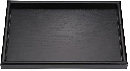 Fdit Bandeja rectangular de madera para servir té de frutas, plato de desayuno para el hogar, hotel, café, café, cantinas de color negro (25 x 18 x 2 cm)