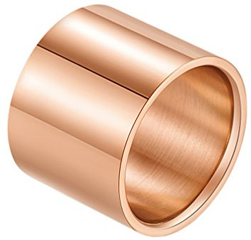 PAURO Uomo Acciaio Inossidabile 18MM Anello con Punta Piatta a Taglio di Tubo con Finitura Lucida Oro Rosa Taglia 25