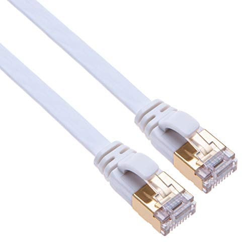 High Speed Flat Cat7 Ethernet Cable Network Patch for TV Samsung LG Sony/Router TP-Link/PlayStation PS3 PS4 Xbox/Switch Sky Box Hub/WD Seagate QNAP/Zmodo Annke | Internet Cat 7 | 5m White