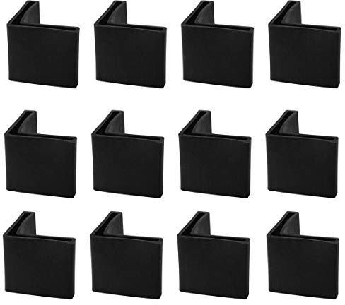 sourcing map 40 x 40mm Angle Iron Foot Pads L Shaped Plastic Furniture Desk Leg Cap End Covers Floor Protector Black 12 Pcs