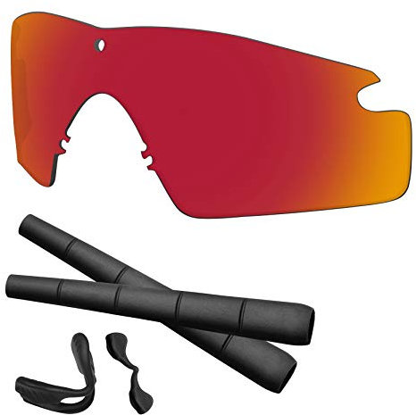 Predrox SI M Frame 2.0 Gläser & Gummi Kits Ersatz für Oakley Sonnenbrille Polarisiert, Roter Spiegel, 0