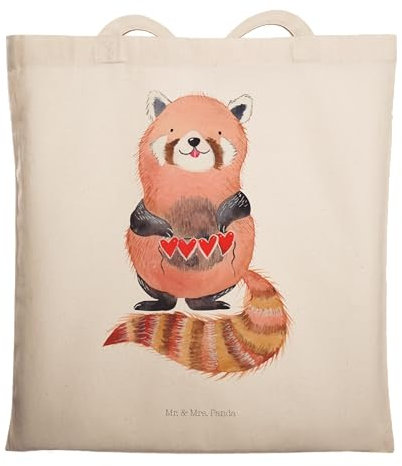 Mr. & Mrs. Panda Tragetasche Roter Panda - Geschenk, Strandtasche, Gute Laune, lustige Sprüche, Lieblingsmensch, Tiermotive, Laptoptasche,