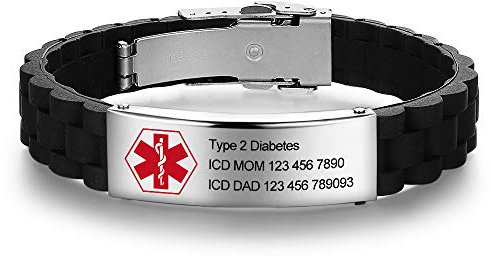 Ashleymade Bracelet Personnalisé Hommes avec 1-5 Noms 19-21.5cm Graver Cuir Bracelet Personnalisés Cadeau pour Pères Fils Grands-Pères Maris Cadeau Fete Des Peres Noël (Médicale, rouge)
