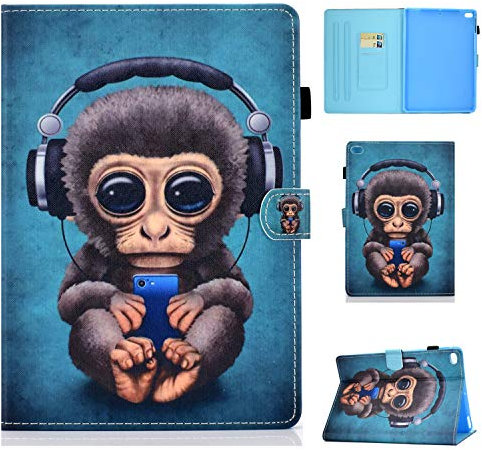 Succtop Coque iPad 5è/6è Generation 9.7 Pouce 2020/2018 Étui Cuir PU Flip Housse Portefeuille Stand Cover Con Fente pour Stylo Veille/Réveil Auto pour iPad Air 9.7 Pouce, Music Monkey
