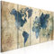 murando - Quadro Mappamondo 200x80 cm 5 pezzi Stampa su tela in TNT XXL Immagini Moderni Quadri Murale Fotografia Grafica Soggiorno Decorazione da parete Rosa dei Venti Blu Terra Mondo k-A-0415-b-m