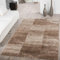 TT Home Moderner Wohnzimmer Teppich Braun Beige Meliert Karo Design Kurzflor, Größe:70x140 cm