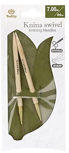 Tulip KS-600700 Stricknadeln, Bamboo, Beige, 60 cm x 7 mm