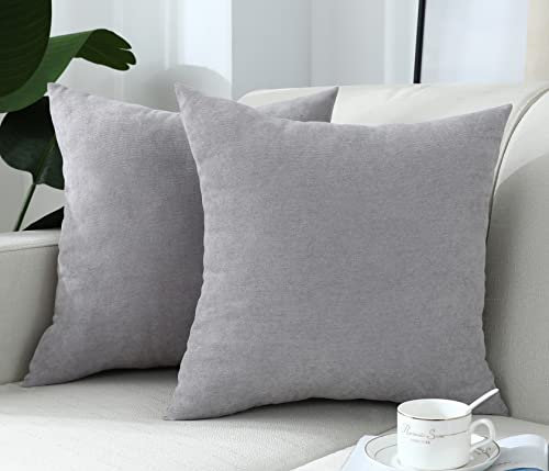 Chirest Kissenbezüge 45x45cm, Hellgrau Weiches Zuhause Dekorative Quadratische Kissenbezüge Kissenbezüge für Wohnzimmer Sofa Schlafzimmer mit unsichtbarem Reißverschluss, 2er Set 18x18Inch