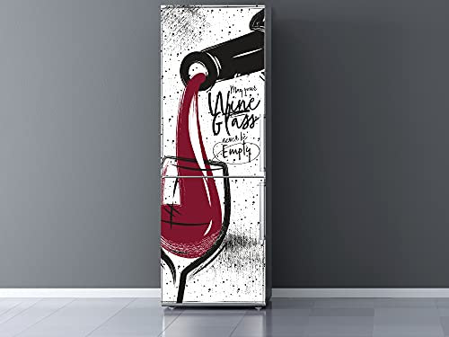 Oedim Vinilo Frigorífico Copa con Vino, 185x60cm, Vinilo Decorativo para neveras, decoración para cocinas, Pegatina Nevera