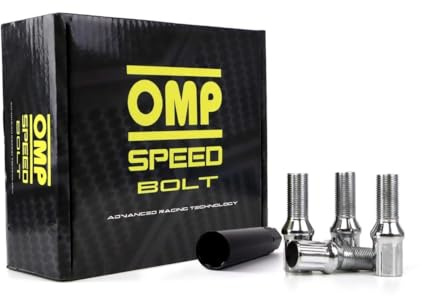 OMP SPEED Set 20 boulons de roue avec clé filetée longue métrique M12X1.25 17/19 de couleur argentée 27MM et matériau DIN 10.9
