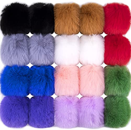 BQTQ 20 Stück Bommel für Mütze, Kunstfell Pompon Kunstfell Bommel Fellpompon Fellbommel für Mützen Tasche, 10 Farben