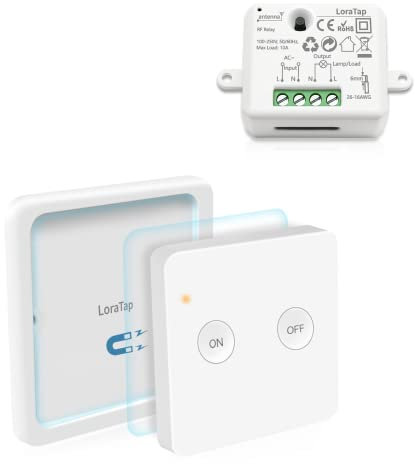 LoraTap Funkschalter Set + 1 Fernbedienung mit Wandhalterung + 1 Empfänger Modul SS9211Q1