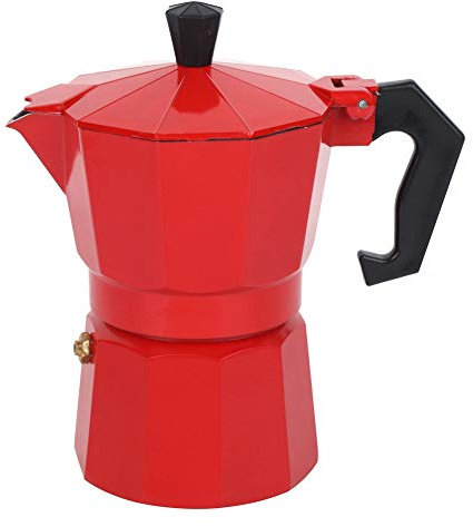 Tiiyee Moka Pot, Classic 300ML 6 Cup Capacity Aluminum Coffee Machine Moka Pot Accessories Italian Style Stovetop Espresso Maker Manual Coffee Making Tool for Office Home Use(red)