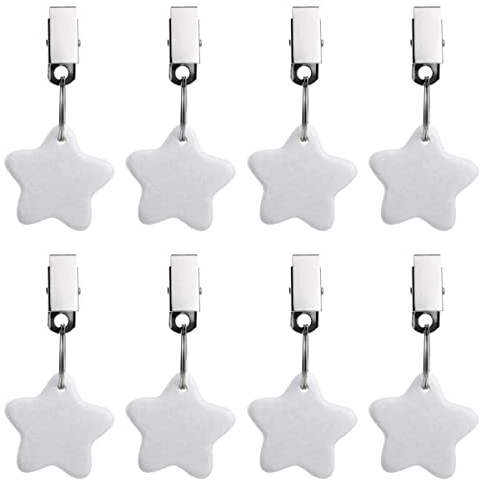 WANGCL 8 Stück Tischtuchbeschwerer Sternform Gewichte Tischdecke Outdoor mit Edelstahl Clip für Familie Party Hochzeit Picknick Weiß