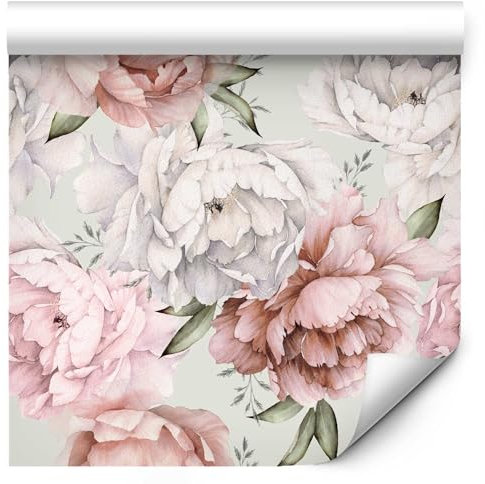 murando - Tapete selbstklebend 10m Wandtattoo dekorative Möbelfolie Dekorfolie Fotofolie Panel Wandaufkleber Wandposter Wandsticker - Pfingstrosen Pfingstrosen Natur Botanik b-B-10090-j-a