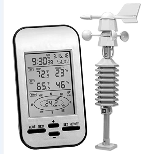 HYQNG Wireless Weather Station, Wireless Weather Meter with Anemometer Thermometer Remote Monitoring and Alerts,Wind Speed Direction Sensor Digital Wind Chill Temperature