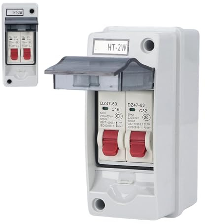 Boîte de Distribution Étanche 2 Voies, Transparent | Disjoncteurs 16-32A, Couvercle Transparent pour Contrôle Visuel, Étanche 2 Voies pour Circuits