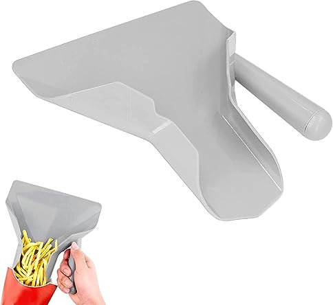 French Fries Shovel, Popcorn Scoop Chip Scoop Non-Slip Funnel Scoop Ice Scoop Fry Bagger Scooper Chip with Handles Multi-Function Utility Scoop for Ice Cubes Candy, 23.5 x 20.6cm