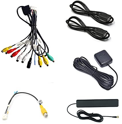 Strpump Universal Car Stereo Radio Accessories Set RCA with 4G Sim Card Slot USB Cables CAM in Adapter Mic Cable Wire Adapter Audio Video GPS 4G Antenna for Aftermarket Android Radio with 16Pin