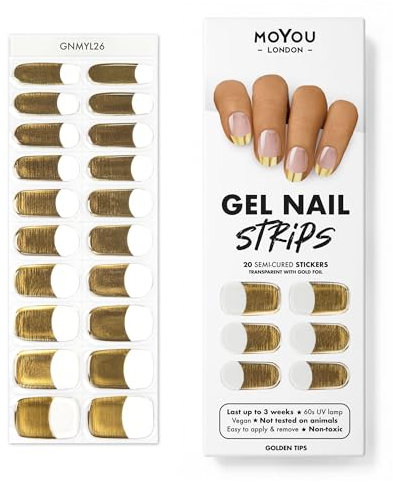 MOYOU LONDON Semi Cured Gel Nail Strips - 20 Pcs. Nail Wraps for Salon-Quality Manicure - Works with Any UV Lamp - Easy to Apply, Trim, & Remove Gel Stickers