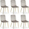 Homestyle4u 2335, 6er Set Esszimmerstühle Stuhl Sessel Samt Wohnzimmer Küchenstuhl Polsterstuhl Beige Creme Gold 6 Stück