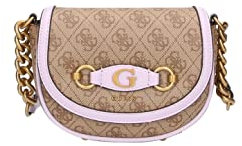 GUESS Izzy Mini Crossbody Flap Latte Logo/Lavender