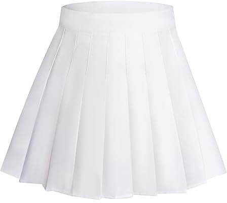 Rbenxia Damen Mädchen Hohe Taille Faltenrock A-Linie Minirock Schuluniform Skater Tennisrock mit Futter Shorts (Weiß), Weiss/opulenter Garten, Groß