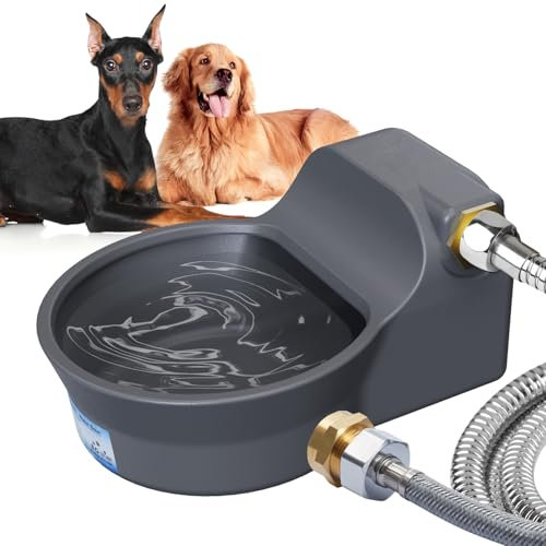 Automatic Water Dispenser for Dogs, Patented 2L Dog Water Bowl Dispenser, Automatic Chicken Waterer Fit 3/4'' GHT Faucet, Water Hose, Copper Connector Outdoor Dog Water Bowl for Livestock Animal