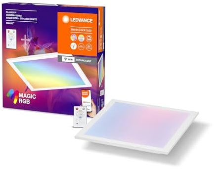 LEDVANCE SMART + WIFI PLANON MAGIC LED Panelleuchte, weiß, 24W, 2400lm, Weißlichtfunktion, dimmbar, dynamischer Magic-RGB Lichteffekt, lange Lebensdauer, App-steuerbar, einfache Montage, 2700-6500K
