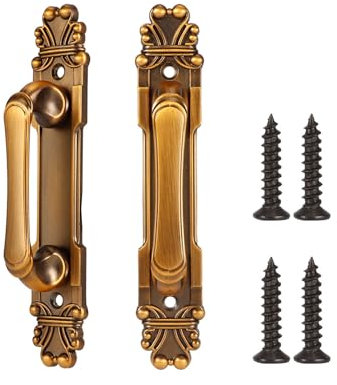 ZLXHDL 2pcs/Set Antique Brass Door Handles, Quality Zinc Alloy, Kitchen Door Handles, European Elegance, with mounting Screws Included, for Most Doors Cabinet Drawer Wardrobes