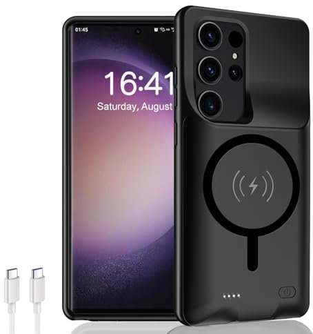 YINGYKJ Coque batterie pour Galaxy S22 Ultra/S23 Ultra, [12 000 mAh] Coque de protection portable intelligente sans fil compatible avec Galaxy S22 Ultra/Galaxy S23 Ultra (noir)