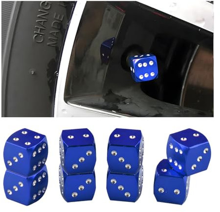 JNNJ 8 Stück Auto Ventilkappen Abdeckung, Autoventil Aluminium Kappen, Reifenventilkappen Würfel, Reifenventil-Staubkappen Universal Ersatz für Vans Auto (Blau)