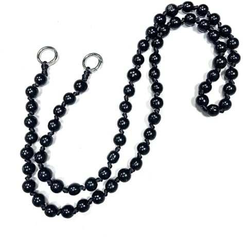 Rockreyoa Holzperlen Handykette zum Umhängen Universal Perlenkette Handyschnur Schlüsselband Handy Lanyard Anhänger Schlüsselkette Personalisierte Smartphone Necklace für Damen und Mädchen Schwarz
