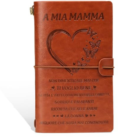GEBETTER Italienisch A6 Notizbuch 60 Blatt/120 Seiten PU Notizblock Kunstleder Tagebuch Planner Vintage Journal Reisenotizbuch Geschenke Reisetagebuch für Arbeiten Leben und Reisen