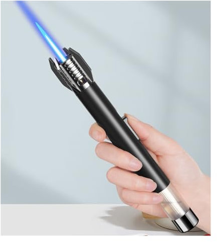 Lightsaber Lighter, Torch Lighter, Refillable Kitchen Cooking Torch Lighter, Windproof High Temperature Spitfire Lighter, Safety Lock And Adjustable Red Flame (Color : Black)