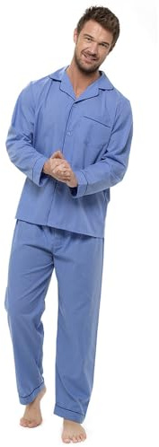 GM Apparel Mens Pyjama Set PJ Traditional Summer Pyjamas Men 2 Piece Bottoms Tops Pjs Lightweight Nightshirts Cotton (BLUE-XXL)