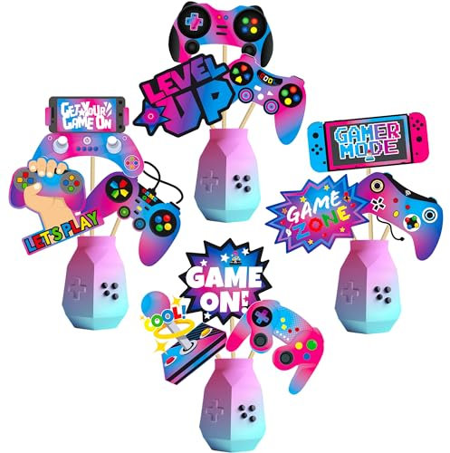 umoni Videospiel-Party-Tischdekoration, 26 Stück, Gaming-Mittelstücke für den Tisch, Partyzubehör