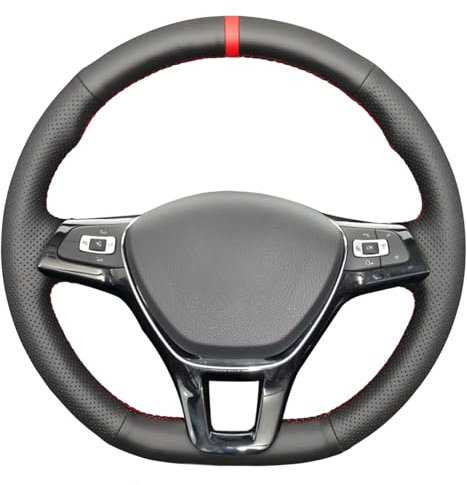 MEWANT Handgenähter Lenkradbezug für Golf 7/Golf Sportsvan/Polo 5/Polo 6/Up!/Arteon/Passat B8/Passat Variant/T-Roc/Jetta/Sharan/Caddy