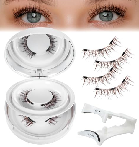 Magnetische Wimpern mit Applikator, 2 Stile magnetische Wimpern Wiederverwendbare Flügelige Magnetische Wimpern mit Anbringungshilfe Manga Wimpern mit Magneten Kein Kleber erforderlich