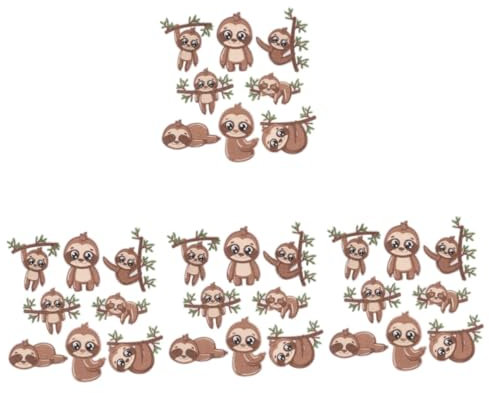 KONTONTY 4 Sets Bestickte Patches Mit Faultier-design Zum Aufbügeln Für Kleidung Basteln 8 Stück * 4