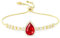 Linawe Rot Rubin Armband Damen Tennisarmband Gold Schmuck, Armbänder Damenarmband Armkette Bracelet Jewelry, Edelstein Diamant Kristall Armband Set, Geburtsstein Handkette