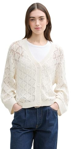 TOM TAILOR Denim Damen 1046676 Cardigan Strickjacke, 10332-Off White, XS