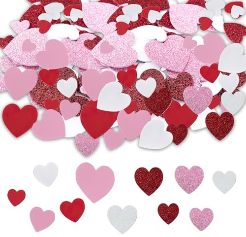 240 Stück Herzen Schaumstoff Sticker, Moosgummi Herzen Selbstklebend Herzen Schaumstoff, Herz Moosgummi Rot Rosa Weiß, Sticker für DIY Dekoration für Valentinstag