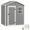 Outsunny 6 x 4ft Garden Shed, Plastic Shed with Floor, Window, Lockable Door and Vents, Wood Effect Resin Tool Shed for Outdoor, Grey